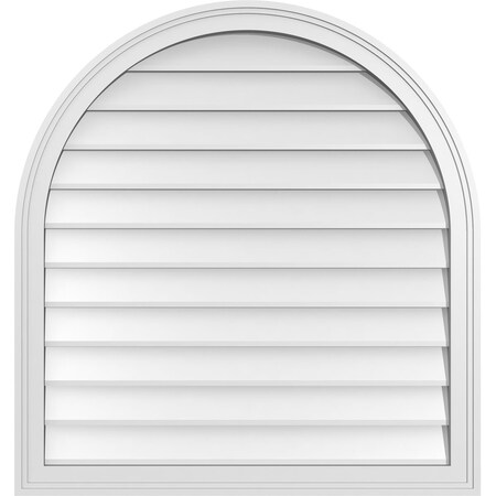 Ekena Millwork Round Top Surface Mount PVC Gable Vent w/ 2"W x 1-1/2"P Brickmould Frame, 32"W x 34"H GVPRT32X3402SN